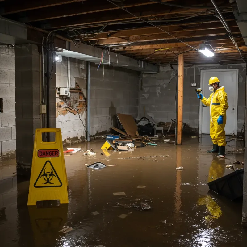 Flooded Basement Electrical Hazard in Rural Hall, NC Property